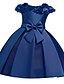 cheap Girls&#039; Dresses-Kids Little Girls&#039; Dress Solid Colored Blue Red Blushing Pink Knee-length Short Sleeve Active Sweet Dresses New Year Slim