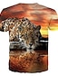 billiga djur &amp; muppar-leopardmönstrad t-shirt herr grafisk t-shirt djur 3d rund hals orange plus size daglig klubb kortärmade kläder kläder grundläggande överdriven ledig födelsedag brun bomull
