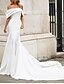 cheap Wedding Dresses-Wedding Dresses Mermaid / Trumpet Off Shoulder Short Sleeve Court Train Satin Bridal Gowns With Bow(s) 2024