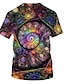 billige Geometrisk-Herre Skjorte T-shirt Grafisk Galakse Rund hals Regnbue Ferie Kortærmet Tøj Basale