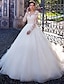 cheap Wedding Dresses-Engagement Formal Wedding Dresses Ball Gown Illusion Neck Long Sleeve Court Train Lace Bridal Gowns With Lace Appliques 2024