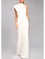 cheap Evening Dresses-Sheath / Column Evening Gown Elegant Dress Valentine&#039;s Day Wedding Guest Floor Length Sleeveless High Neck Satin with Ruffles 2024