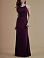 cheap Bridesmaid Dresses-Sheath / Column Bridesmaid Dress Halter Neck Sleeveless Elegant Floor Length Lace / Satin with Lace 2021