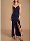 cheap Prom Dresses-Sheath / Column Elegant Wedding Guest Prom Formal Evening Dress Spaghetti Strap Sleeveless Ankle Length Jersey with Slit 2022