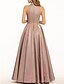 cheap Prom Dresses-A-Line Prom Dresses Elegant Dress Prom Formal Evening Floor Length Sleeveless High Neck Polyester with Pleats Beading 2024