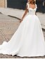 cheap Wedding Dresses-Hall Formal Wedding Dresses A-Line Sweetheart Camisole Spaghetti Strap Sweep / Brush Train Satin Bridal Gowns With Bow(s) 2023