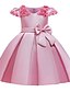 cheap Girls&#039; Dresses-Kids Little Girls&#039; Dress Solid Colored Blue Red Blushing Pink Knee-length Short Sleeve Active Sweet Dresses New Year Slim