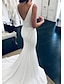 זול שמלות כלה-בתולת ים \ חצוצרה שמלות חתונה צווארון V שובל קורט סאטן רצועות רגילות פורמאלי מידות גדולות עם תד נשפך 2022