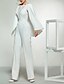 cheap Wedding Dresses-Wedding Dresses Jumpsuits Bateau Neck Long Sleeve Floor Length Satin Bridal Gowns With Lace Insert 2024