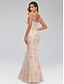 cheap Prom Dresses-Mermaid / Trumpet Sparkle Engagement Formal Evening Dress V Neck Sleeveless Floor Length Polyester with Sequin Pattern / Print 2021