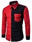 Недорогие Мужские рубашки-Муж. Рубашка Контрастных цветов Длинный рукав Тонкие Верхушки Классический Черный Красный