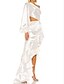 billiga Brudklänningar-Möhippa Liten vit klänning Bröllopsklänningar Asymmetrisk Sjöjungfru / trumpet Långärmad Enaxlad Polyester Med Veckad Fallande volanger 2023 Brudklänningar
