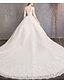 cheap Wedding Dresses-Ball Gown Wedding Dresses Jewel Neck Court Train Lace Tulle Half Sleeve Country Plus Size Illusion Sleeve with Lace Insert 2021