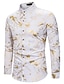 cheap Men-Men&#039;s Shirt Geometric Collar Standing Collar Daily Long Sleeve Tops White Silver Gold