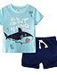 cheap Sets-Christmas Boys 3D Color Block Clothing Set Short Sleeve Basic Polyester Kids