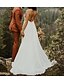 olcso Menyasszonyi ruhák-Esküvői ruhák A-vonalú V-alakú Spagetti pántok Seprűuszály Poliészter Menyasszonyi ruhák Val vel Cakkos 2024