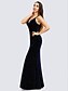 cheap Prom Dresses-Mermaid / Trumpet Glittering Sexy Party Wear Formal Evening Dress Spaghetti Strap Sleeveless Floor Length Velvet with Sequin 2021