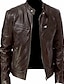 cheap Men’s Jackets &amp; Coats-Men&#039;s Faux Leather Jacket Fall &amp; Winter Daily Regular Coat Stand Collar Regular Fit Jacket Long Sleeve Solid Colored Khaki Black Brown