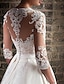 cheap Wedding Dresses-Engagement Formal Wedding Dresses Ball Gown V Neck 3/4 Length Sleeve Floor Length Satin Bridal Gowns With Appliques 2024