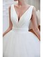 cheap Wedding Dresses-Reception Wedding Dresses A-Line Camisole V Neck Spaghetti Strap Court Train Tulle Bridal Gowns With 2023 Summer Wedding Party, Women&#039;s Clothing