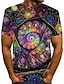 billige Geometrisk-Herre Skjorte T-shirt Grafisk Galakse Rund hals Regnbue Ferie Kortærmet Tøj Basale