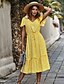 cheap Print Dresses-Women&#039;s Sundress Midi Dress Red Navy Blue Yellow Short Sleeve Polka Dot Summer V Neck S M L XL