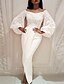 Χαμηλού Κόστους Γυναικεία Φορέματα-Γυναικεία Φόρεμα σε ευθεία γραμμή Μακρύ φόρεμα Λευκό Μακρυμάνικο Μονόχρωμο Ώμοι Έξω Λεπτό Τ M L XL XXL