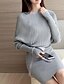 cheap Casual Dresses-Women&#039;s Sheath Dress Black Gray Long Sleeve Solid Colored Jewel Neck Elegant Slim S M L XL