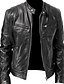 cheap Men&#039;s Outerwear-Men&#039;s Faux Leather Jacket Regular EU / US Size Coat White Black Gray Wine Navy Blue Daily Fall &amp; Winter Stand Collar Regular Fit XS S M L XL 2XL / Long Sleeve