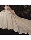 cheap Wedding Dresses-Ball Gown Wedding Dresses Off Shoulder Watteau Train Lace Short Sleeve Formal Romantic Wedding Dress in Color with Lace Insert 2021