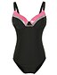 cheap One-piece swimsuits-Women&#039;s Swimwear One Piece Normal Swimsuit Tummy Control Push Up Slim Color Block Blue Fuchsia V Neck Bathing Suits Basic Casual