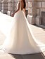 cheap Wedding Dresses-Wedding Dresses A-Line V Neck Cap Sleeve Sweep / Brush Train Tulle Bridal Gowns With Appliques 2023