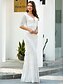 billige Aftenkjoler-Sheath / Column Evening Gown Glittering Dress Engagement Floor Length Half Sleeve V Neck Polyester with Sequin Tassel 2023