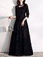 cheap Evening Dresses-A-Line Glittering Prom Formal Evening Dress Jewel Neck Half Sleeve Floor Length Tulle Sequined with Sequin Embroidery 2021