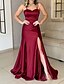 cheap Evening Dresses-A-Line Evening Dresses Sexy Dress Wedding Guest Sweep / Brush Train Sleeveless Sweetheart Neckline Charmeuse with Slit 2022 / Formal Evening