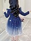 cheap Dresses-Kids Little Girls&#039; Dress Blue Galaxy Solid Colored Mesh Patchwork Royal Blue Cotton Knee-length Long Sleeve Cute Dresses Children&#039;s Day Regular Fit