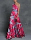 cheap Dresses-Women&#039;s Maxi long Dress Swing Dress Green Rose Red Sleeveless Cold Shoulder Print One Shoulder Spring Summer Personalized Stylish Hot 2022 S M L XL XXL