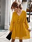 cheap Mini Dresses-Women&#039;s Sheath Dress Royal Blue Yellow Beige Long Sleeve Solid Color V Neck Hot S M L XL