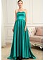 Χαμηλού Κόστους Βραδινά Φορέματα-Γραμμή Α Βραδινά φορέματα Μινιμαλιστική Φόρεμα Χοροεσπερίδα Ουρά Αμάνικο Στράπλες Σαρμέζ με Πλισέ 2022 / Επίσημο Βραδινό