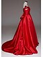 cheap Evening Dresses-Ball Gown Evening Gown Sexy Dress Quinceanera Formal Evening Court Train Sleeveless Off Shoulder Satin with Bow(s) Pleats 2024