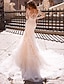 cheap Wedding Dresses-Engagement Formal Wedding Dresses Mermaid / Trumpet V Neck Long Sleeve Court Train Lace Bridal Gowns With 2023 Summer Wedding Party, Women&#039;s Clothing