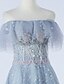 cheap Evening Dresses-A-Line Beautiful Back Prom Formal Evening Dress Off Shoulder Short Sleeve Sweep / Brush Train Tulle with Beading Ruffles 2021