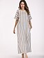 cheap Maxi Dresses-Women&#039;s Shift Dress Maxi long Dress Gray Short Sleeve Striped Round Neck Loose M L XL XXL 3XL 4XL 5XL