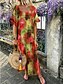 cheap Women&#039;s Dresses-Women&#039;s Shift Dress Maxi long Dress Green Purple Fuchsia Royal Blue Red Short Sleeve Print Round Neck S M L XL XXL 3XL 4XL 5XL