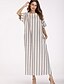 cheap Maxi Dresses-Women&#039;s Shift Dress Maxi long Dress Gray Short Sleeve Striped Round Neck Loose M L XL XXL 3XL 4XL 5XL