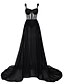 cheap Evening Dresses-A-Line Evening Gown Cut Out Dress Wedding Guest Formal Evening Court Train Sleeveless Sweetheart Tulle with Slit 2024