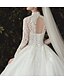cheap Wedding Dresses-Hall Wedding Dresses Ball Gown High Neck Long Sleeve Watteau Train Lace Bridal Gowns With Lace Beading 2024
