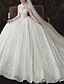 cheap Wedding Dresses-Hall Wedding Dresses Ball Gown High Neck Long Sleeve Watteau Train Lace Bridal Gowns With Lace Beading 2024