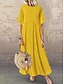 cheap Maxi Dresses-Women&#039;s Shift Dress Long Dress Maxi Dress Blue Yellow Wine Half Sleeve Polka Dot Print Spring Summer Crew Neck Hot Casual Loose Fit L XL XXL 3XL 4XL 5XL