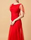 cheap Evening Dresses-A-Line Evening Dresses Elegant Dress Engagement Floor Length Sleeveless Jewel Neck Tulle with Beading Appliques 2022 / Formal Evening